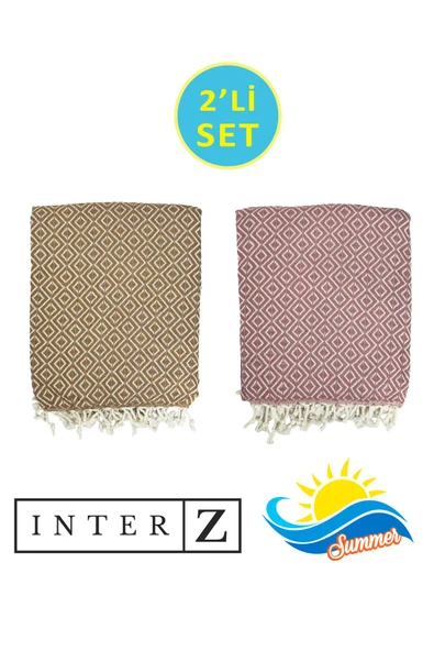 2'li Set Peştemal Plaj Havlusu , %100 Pamuk , Xxl 90x170cm, Bodrum