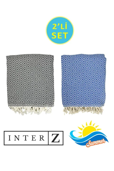 2'li Set Peştemal Plaj Havlusu , %100 Pamuk , Xxl 90x170cm, Bodrum