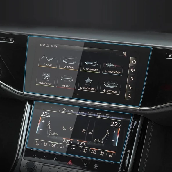 Audi A8 2023-2024 Model Araç içi Tüm Ekranlar için Uyumlu 6 Parça Set 9H Nano Ekran Koruyucu - Resim 2