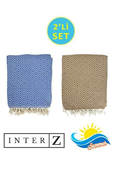 2'li Set Peştemal Plaj Havlusu , %100 Pamuk , Xxl 90x170cm, Bodrum
