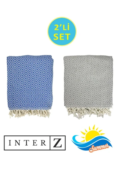 2'li Set Peştemal Plaj Havlusu , %100 Pamuk , Xxl 90x170cm, Bodrum
