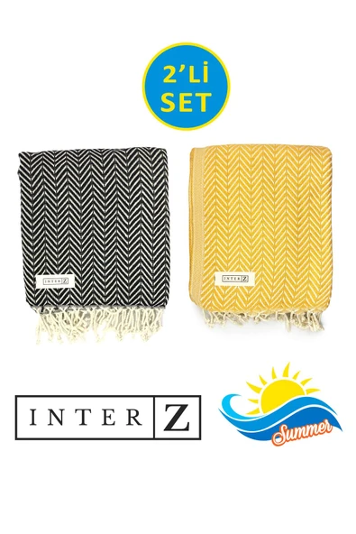 2'li Set Peştemal Plaj Havlusu , %100 Pamuk , Xxl 100x180cm, Marmaris