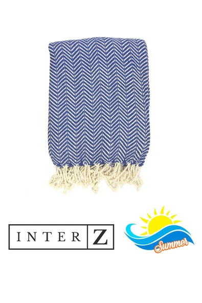 %100 Pamuk Plaj Havlusu, Xxl 100x180cm, Marmaris, Lacivert ürün görseli