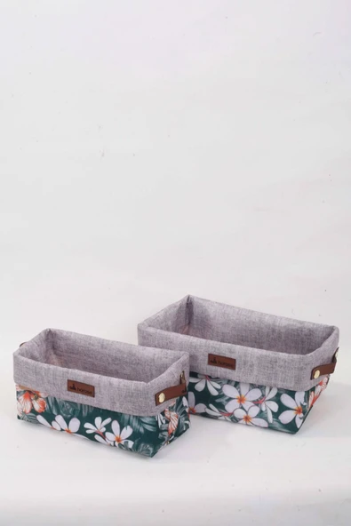 Horose Çok amaçlı Çocuk Odası Sepeti Seti 2 adet Sepet Çiçek Desenli - 4