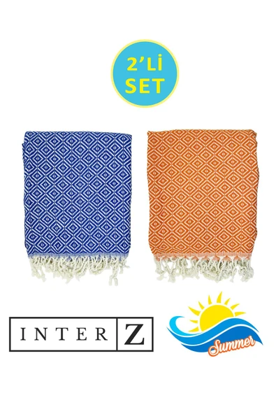 2'li Set Peştemal Plaj Havlusu , %100 Pamuk , Xxl 100x180cm, Bodrum