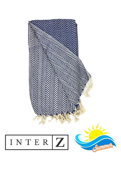 %100 Pamuk Plaj Havlusu, Xxl 100x180cm, Marmaris, Lacivert - 3
