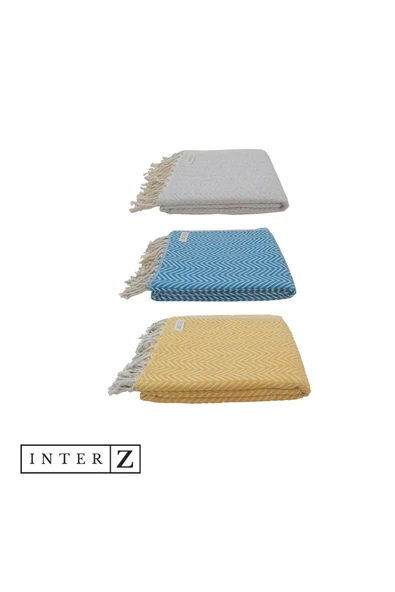 3'lü Set Peştemal Plaj Havlusu  Pamuk , Xxl 100x180cm, Marmaris, Sarı-gri-mavi - 2