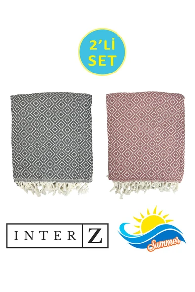 2'li Set Peştemal Plaj Havlusu , %100 Pamuk , Xxl 90x170cm, Bodrum