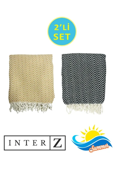 2'li Set Peştemal Plaj Havlusu , %100 Pamuk , Xxl 100x180cm, Marmaris