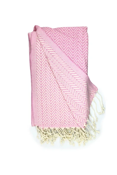 2'li Set Peştemal Plaj Havlusu , %100 Pamuk , Xxl 100x180cm, Marmaris, Mor Pembe - 5