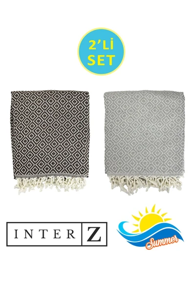 2'li Set Peştemal Plaj Havlusu , %100 Pamuk , Xxl 90x170cm, Bodrum