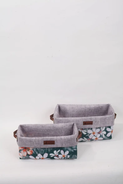 Horose Çok amaçlı Çocuk Odası Sepeti Seti 2 adet Sepet Çiçek Desenli - 5