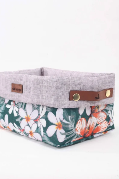 Horose Çok amaçlı Çocuk Odası Sepeti Seti 2 adet Sepet Çiçek Desenli - 2