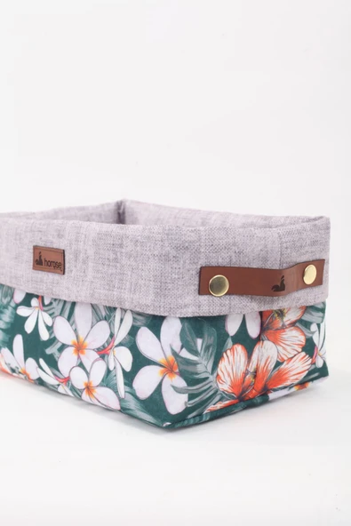 Horose Çok amaçlı Çocuk Odası Sepeti Seti 2 adet Sepet Çiçek Desenli - 6