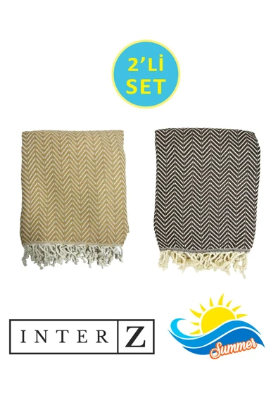 2'li Set Peştemal Plaj Havlusu , %100 Pamuk , Xxl 90x170cm, Marmaris