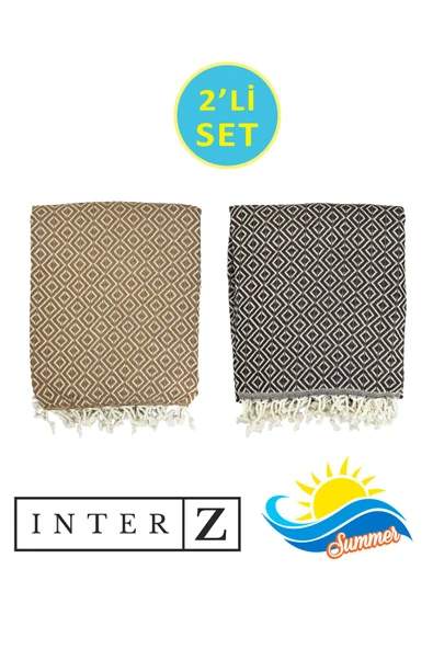 2'li Set Peştemal Plaj Havlusu , %100 Pamuk , Xxl 90x170cm, Bodrum