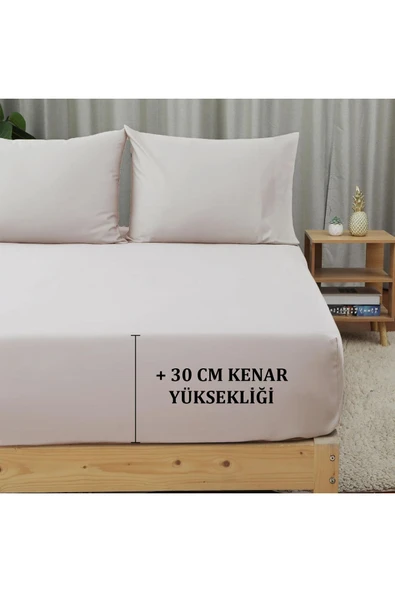 Düz Pamuk Saten Lastikli Çarşaf Seti (3 Farklı Ebat) - 3