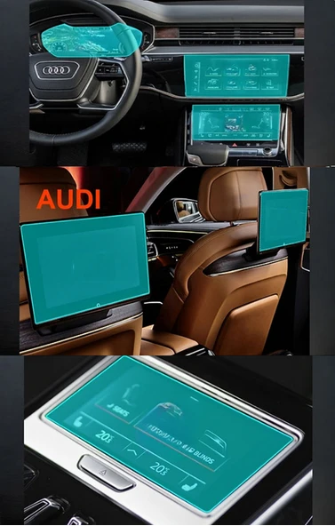 Audi S8 2023-2024 Model Araç içi Tüm Ekranlar için Uyumlu 6 Parça Set 9H Nano Ekran Koruyucu