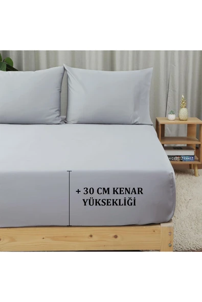 Düz Pamuk Saten Lastikli Çarşaf Seti (3 Farklı Ebat) - 2