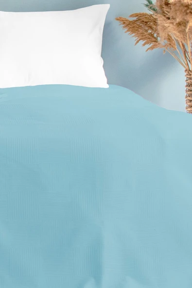 Tek Kişilik Mavi Dama Desenli Pike. Damalı Otel Pikesi 160x230 - 2