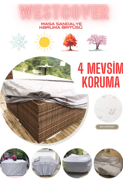 Bahçe Mobilyası Koruma Örtüsü Brandası Premium Kalite 300x160cm Gri - 3