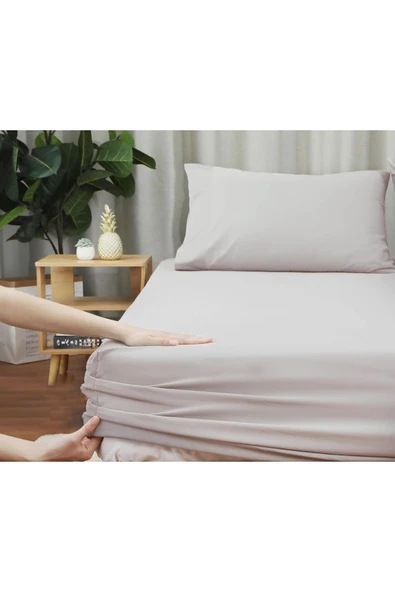 Düz Pamuk Saten Lastikli Çarşaf Seti (3 Farklı Ebat) - 4