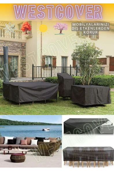 Bahçe Mobilyası Koruma Örtüsü Brandası Premium Kalite 160x100cm Siyah - 3