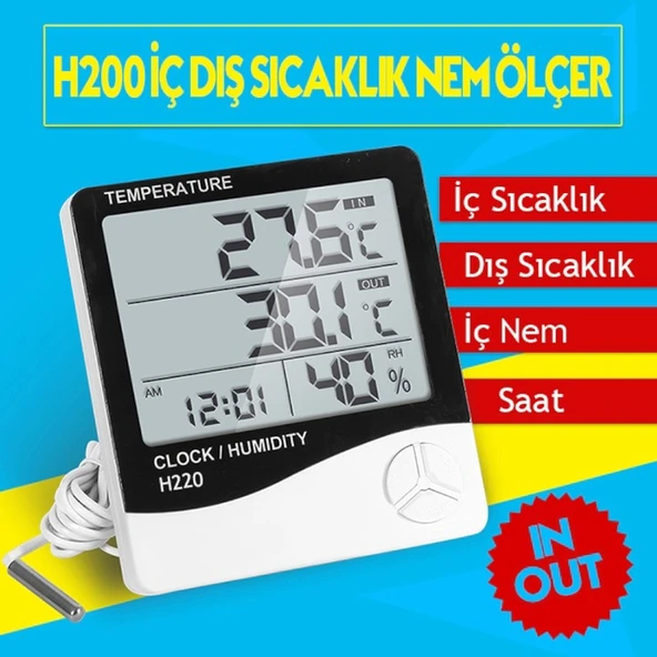 OEM H220 İç Ortam Sıcaklık ve Nem, Dış Ortam Sıcaklık Ölçer - 3