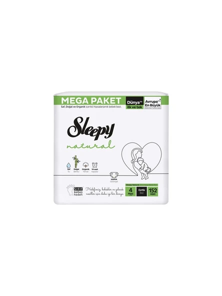 Sleepy Natural 4 Numara Maxi 152'li Bebek Bezi