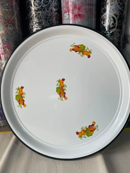 Emaye Sini Sofra, Yemek Sunum Tepsi, Yer Sofrası Çinko ~50 cm - 5