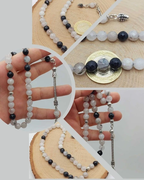 Beril (Rutil Kuvars) Taşı Üst Segment Faset Kesim 33lük Tesbih 8mm (36515) ürün görseli