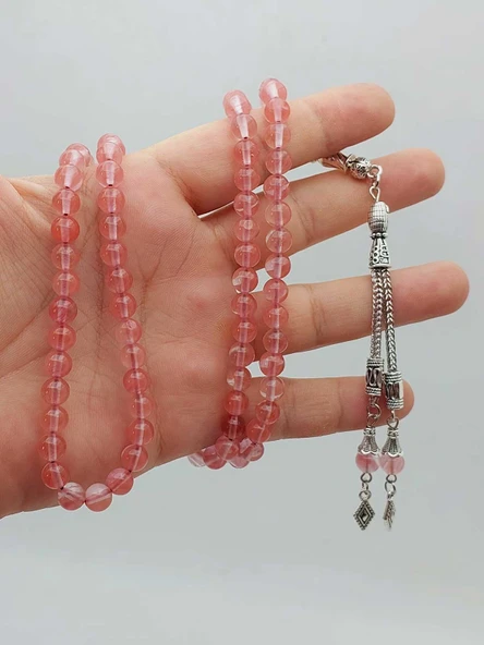 Gül Kuvars Taşı 99luk Tesbih 6mm (51362) - Resim 3