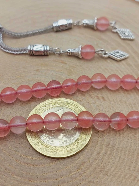 Gül Kuvars Taşı 99luk Tesbih 6mm (51362) - Resim 4