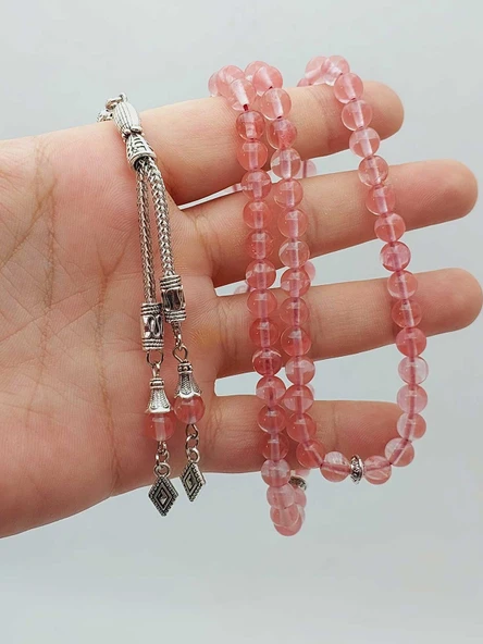 Gül Kuvars Taşı 99luk Tesbih 6mm (51362) - Resim 6