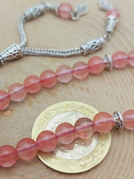 Gül Kuvars Taşı 33lük Tesbih 6mm (51362) - Resim 4