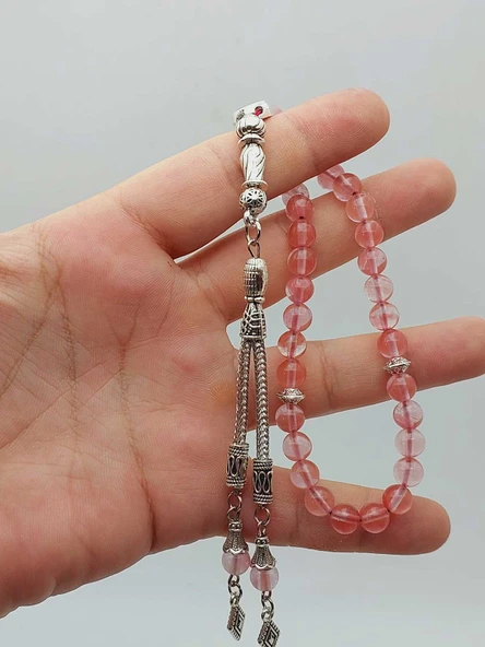 Gül Kuvars Taşı 33lük Tesbih 6mm (51362) - Resim 5