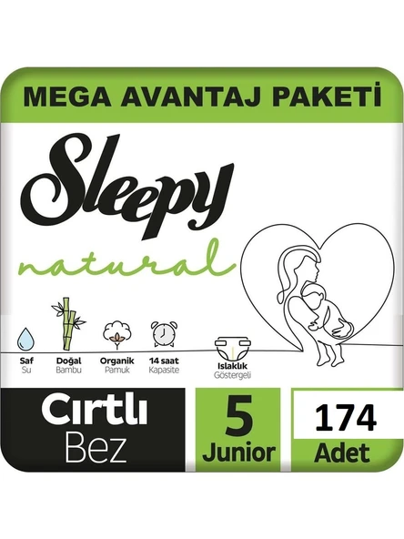 Sleepy Natural 5 Numara Junior 174'lü Bebek Bezi ürün görseli 1