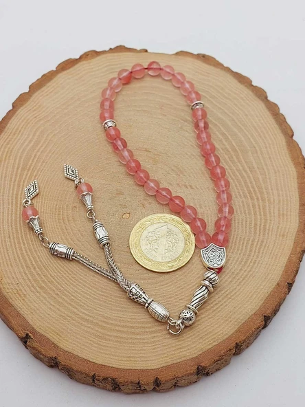 Gül Kuvars Taşı 33lük Tesbih 6mm (51362) - Resim 3