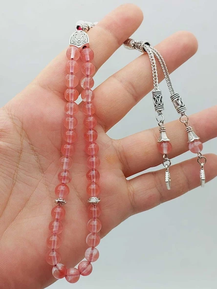 Gül Kuvars Taşı 33lük Tesbih 6mm (51362) - Resim 2