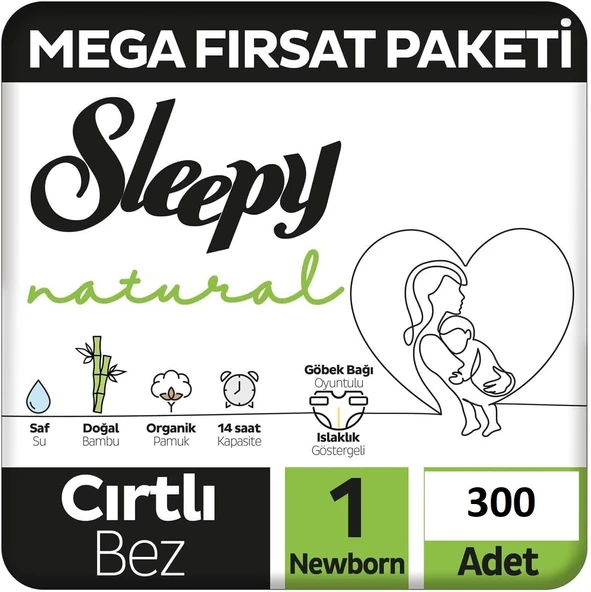 Sleepy Natural 1 Numara Yenidoğan 300'lü Bebek Bezi