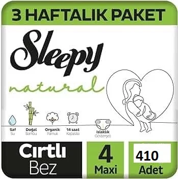 Sleepy Natural 4 Numara Maxi 410'lu Bebek Bezi