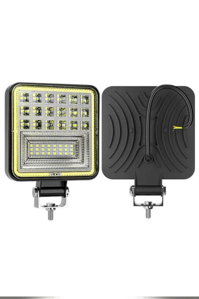 ASTRALED  126W 12-24 Volt Kare Sis Farı DRL Sarı Oto Çalışma Lambası ATV Kamyon Tır Traktör Offroad - Resim 3