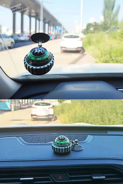 ASTRALED  4 Adet Araba Içi Torpido Üstü Vantuzlu Elektrikli Yeşil Işıklı Pusula Göstergesi - Resim 3