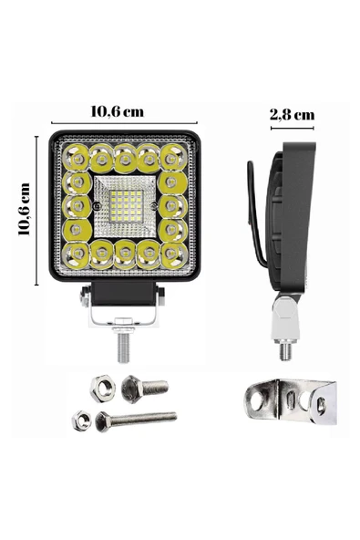 ASTRALED  144W 12-24 Volt Kare Spot Far Oto Çalışma Lambası ATV Kamyon Tır Traktör Offroad - 4
