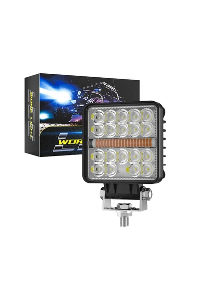 ASTRALED  120W 12-24 Volt Kare Sis Farı DRL Turuncu Oto Çalışma Lambası ATV Kamyon Tır Traktör Offroad - 2