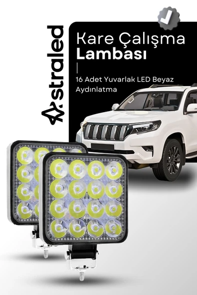 ASTRALED  12-24V 16 LED 2 Adet Offroad ATV Kamyon Tır Traktör İş Makinesi