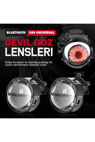 ASTRALED  Otomobil Motosiklet Far Lensi Animasyonlu Göz Hareketli Wifi 3 Inch Ambiyans Aydınlatma 2 Adet - 2