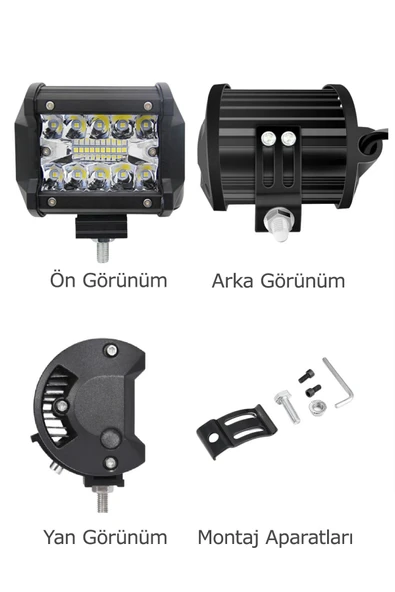ASTRALED  60Watt Çalışma Lambası Kamyon Sis Farı Motosiklet Off-Road LED Lamba - 6