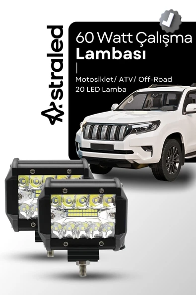 ASTRALED  2 Adet 60Watt Çalışma Lambası Kamyon Sis Farı Motosiklet Off-Road LED Lamba - 1
