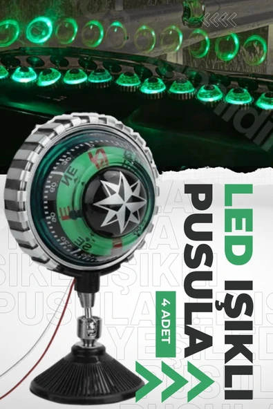 ASTRALED  4 Adet Araba Içi Torpido Üstü Vantuzlu Elektrikli Yeşil Işıklı Pusula Göstergesi ürün görseli